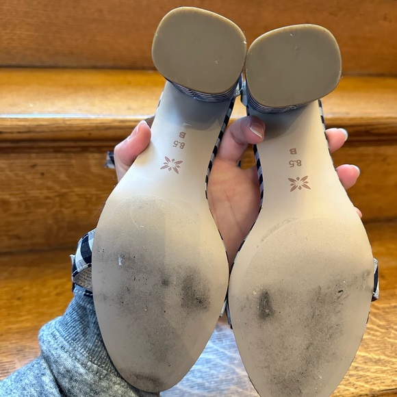 BCBG Faedra 8.5 Navy White Gingham Check Shoes Heels Sandals WORN ONCE! - Picture 7 of 10